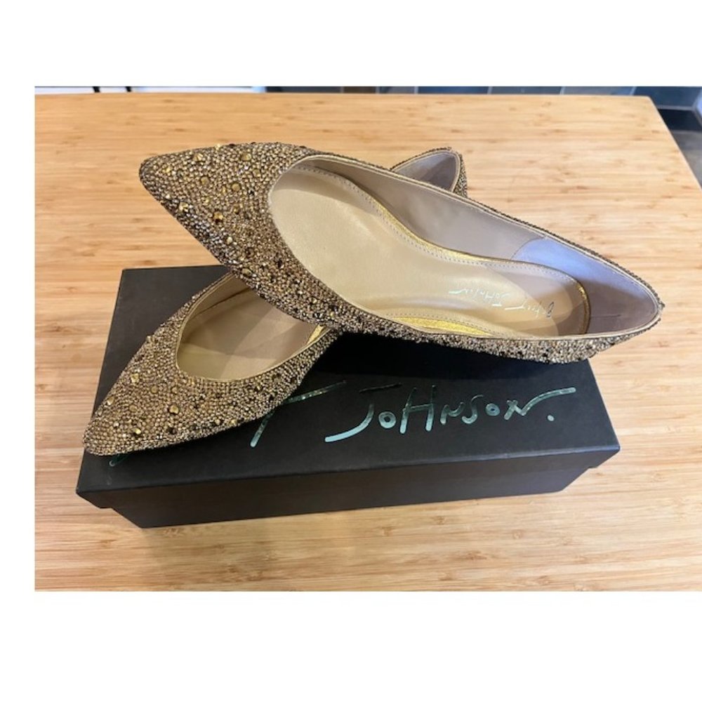 Betsey Johnson Gold Rhinestone Jeweled Dress Flat